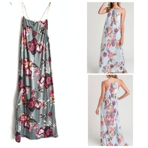JODIFL Floral Blooming Roses Vacay Halter Maxi Dress M